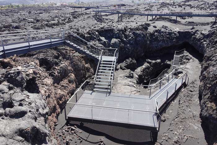 Acceso a la Cueva de Las Palomas en Todoque La Palma